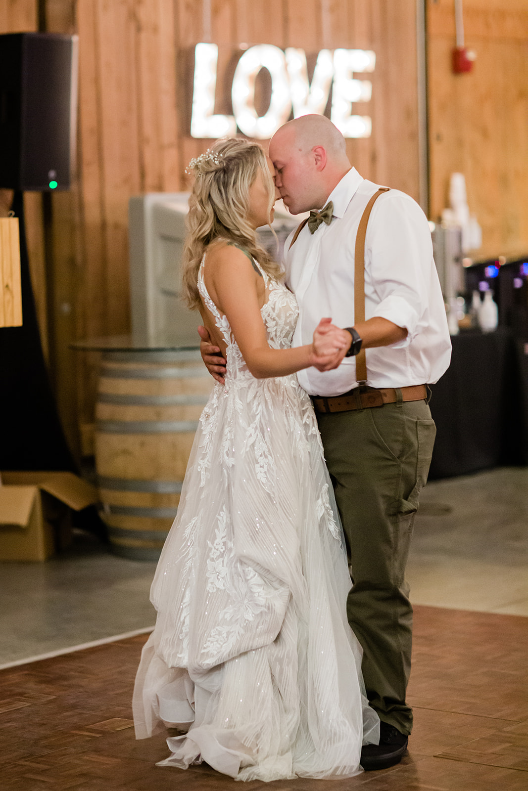 Couples' first dance at rustic Wedding
