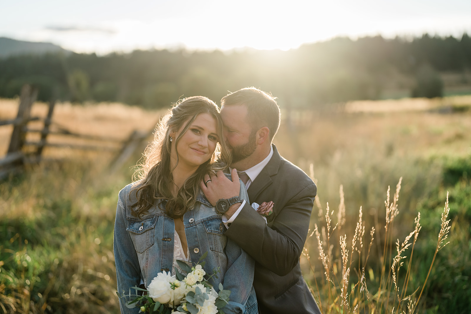 Bride and Groom portrait at a Cattle Barn Wedding