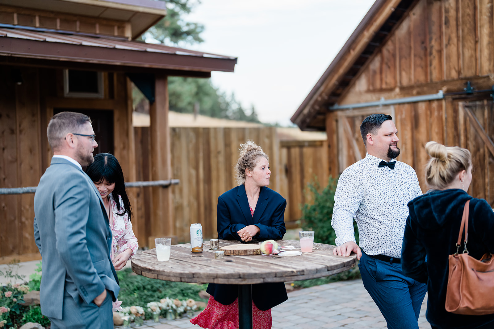 Guests dining at a Cattle Barn Wedding