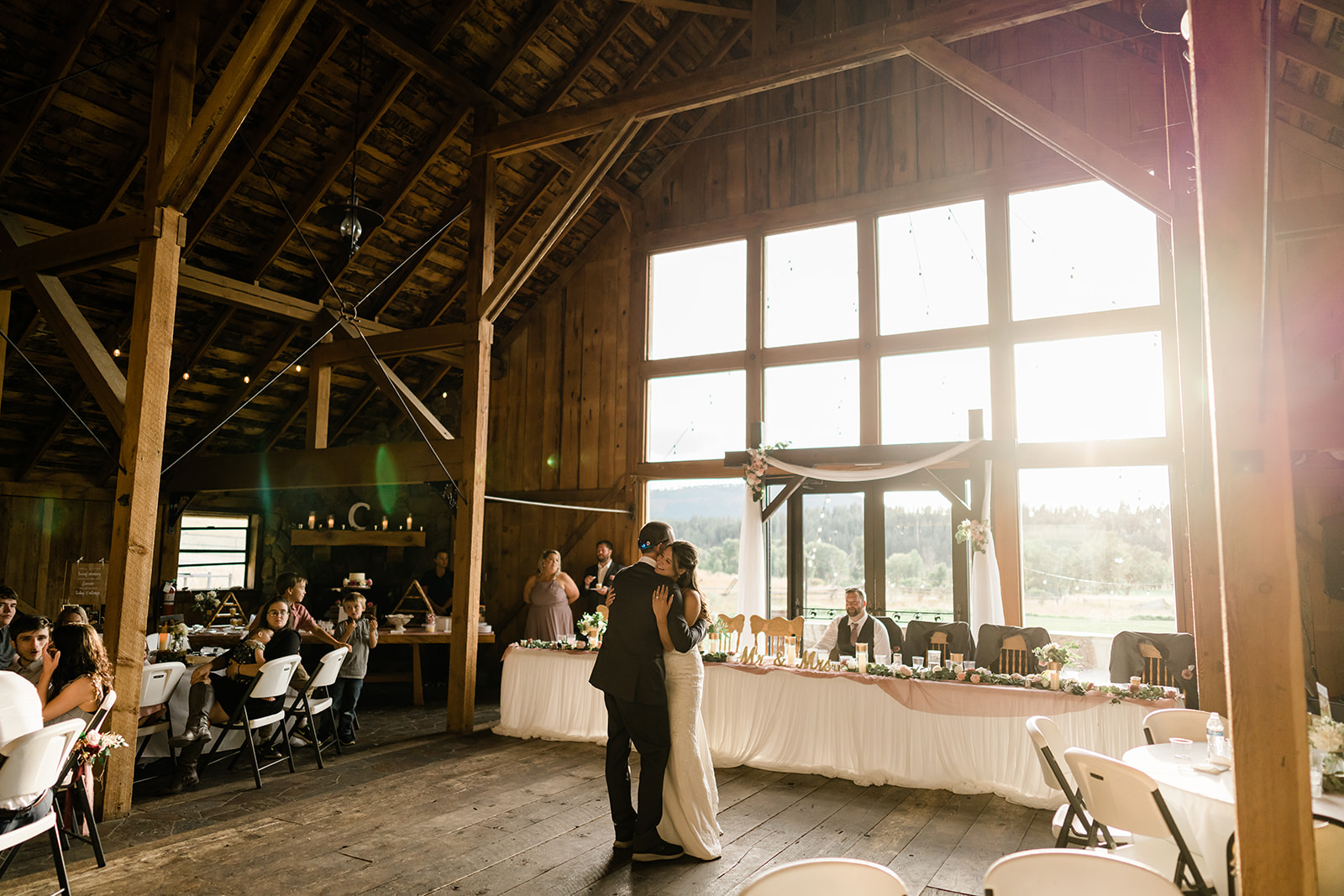 Bride and Groom portrait at a Cattle Barn Wedding