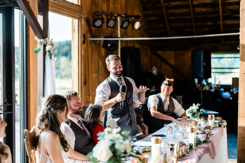 Guest speaking at a Cattle Barn Wedding