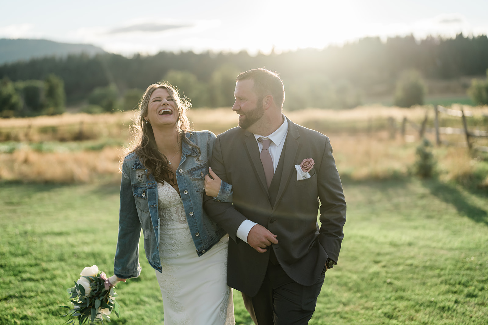 Couple portrait at a Cattle Barn Wedding