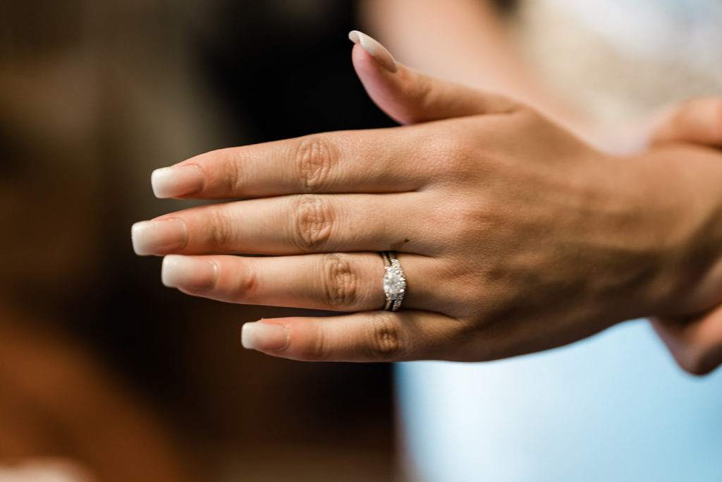 Bride wedding band at a Cattle Barn Wedding