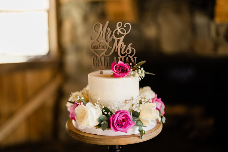 Wedding cake at a Cattle Barn Wedding