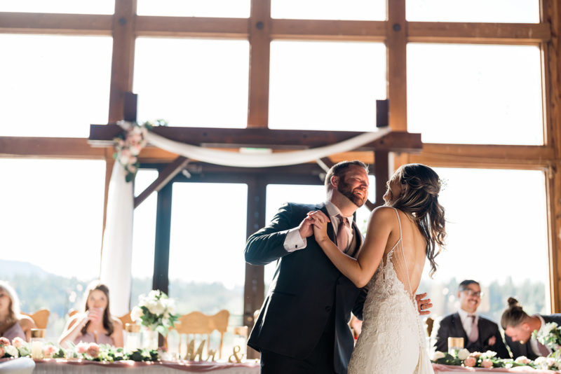 Couple dancing at a Cattle Barn Wedding