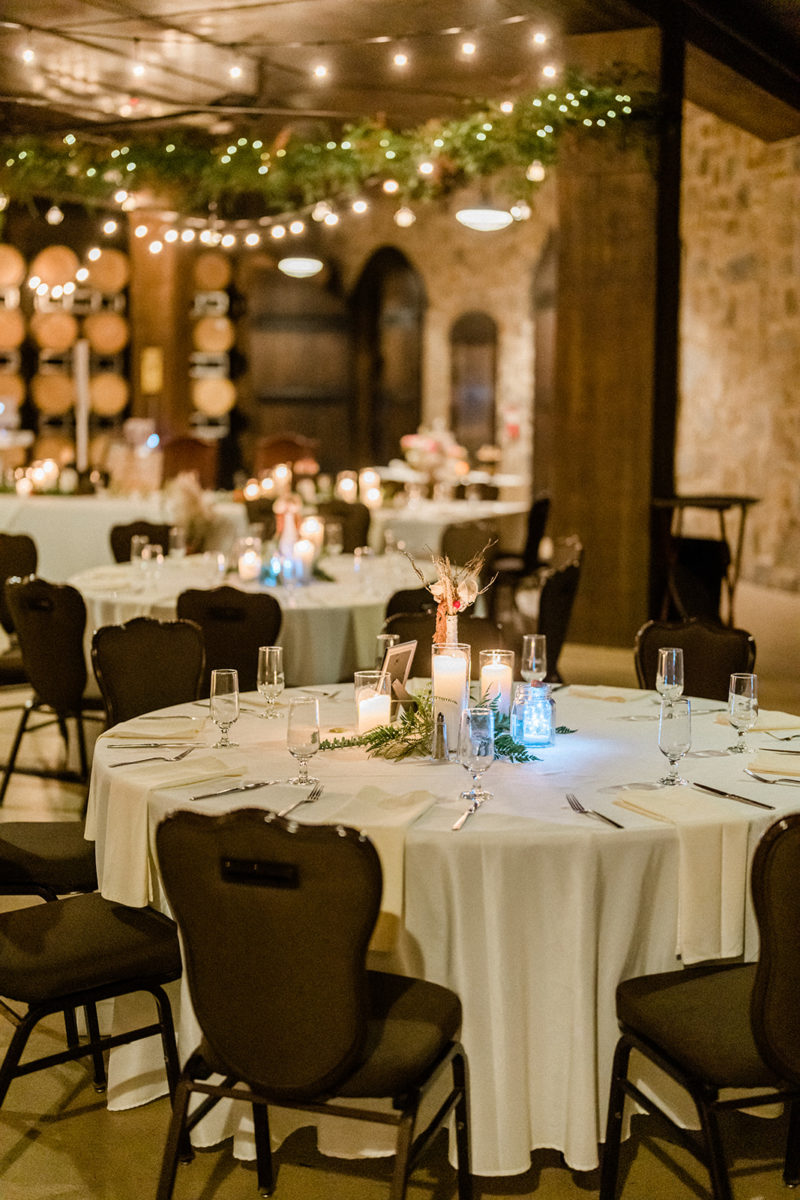Beautiful wedding dining table inside Swiftwater Cellars