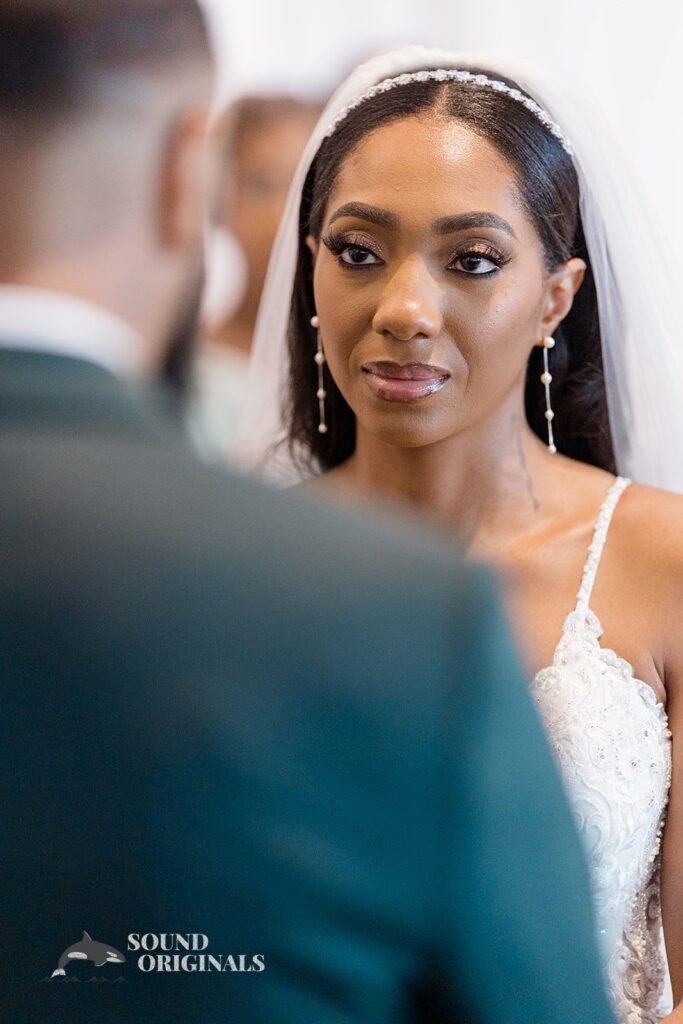 Bride looks at her groom at Briza on the Bay Wedding