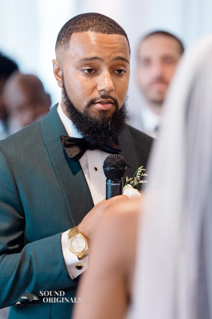 Groom intently gazing at his bride at Briza on the Bay Wedding