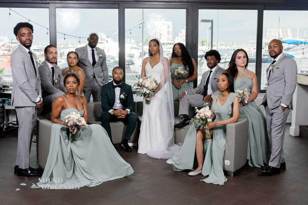 Newlyweds with their entourage at Briza on the Bay Wedding