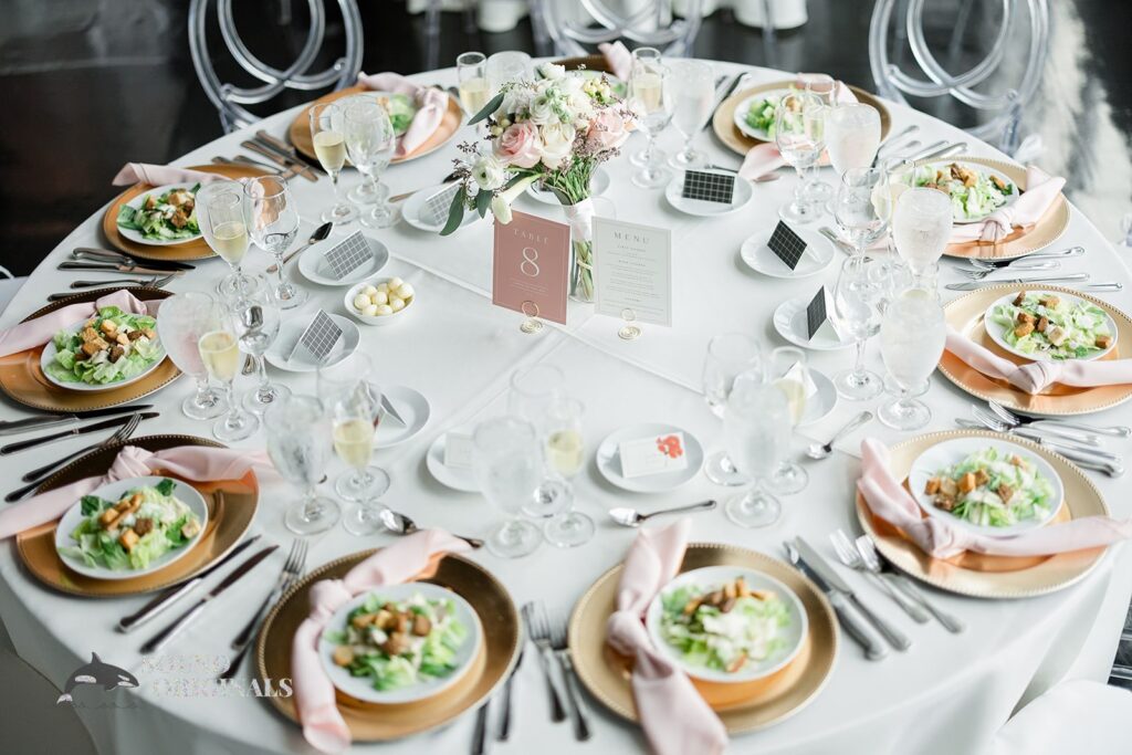 Salad served on plates at Briza on the Bay Wedding