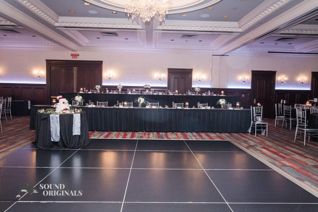 The Top Table and Dancefloor at Radisson Hotel Cincinnati Riverfront Wedding