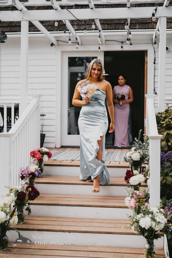 Maid of Honour and Flower Girl leave The Carey Gardens room to the sit-out