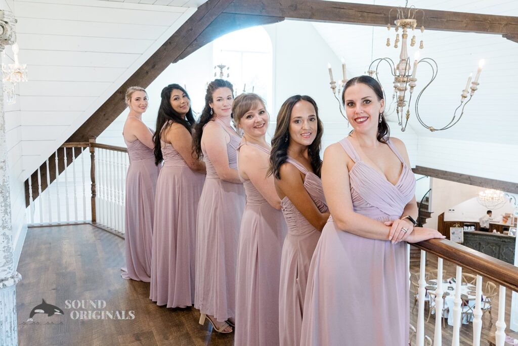 Gorgeous bridal train pose for a charming shot at The French Farmhouse Wedding reception hall