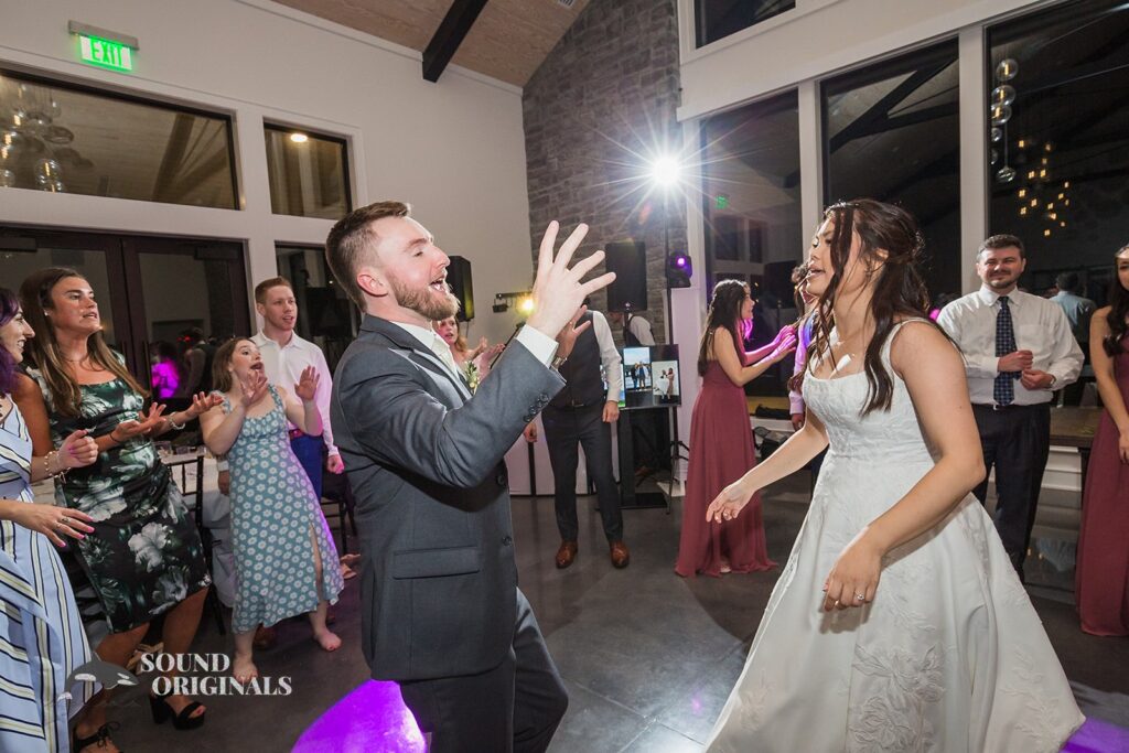 The newlyweds on the dance floor at The Oakley on the Lake Wedding