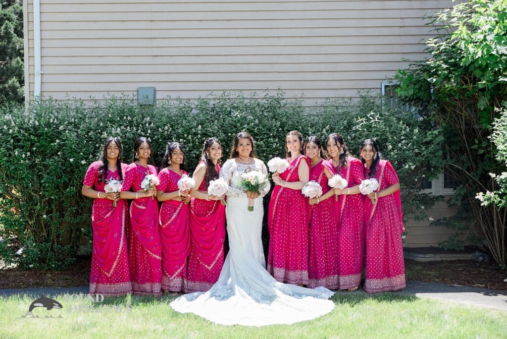 The bride and her bridesmaids at the Embassy Suites by Hilton Naperville Wedding